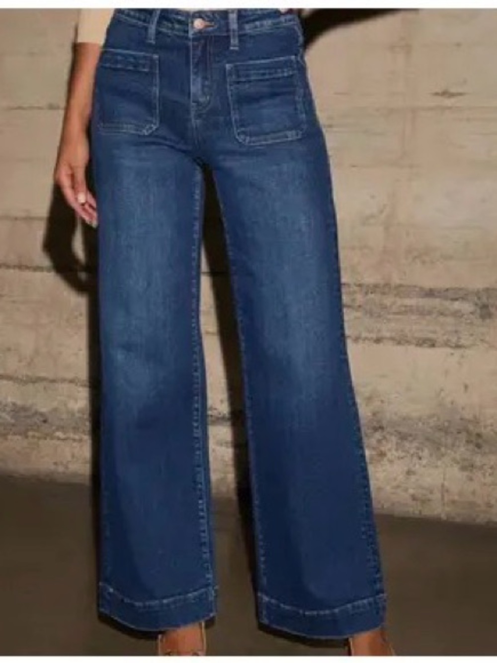 Classic Wide-Leg High-Rise Jeans - Dark Blue